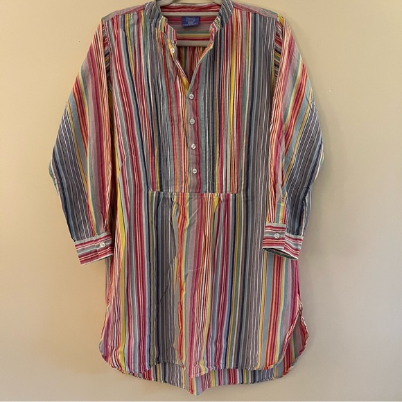 Pine Cone Hill Multicolor Striped Button Down Shirt Dress - Picture 1 of 7